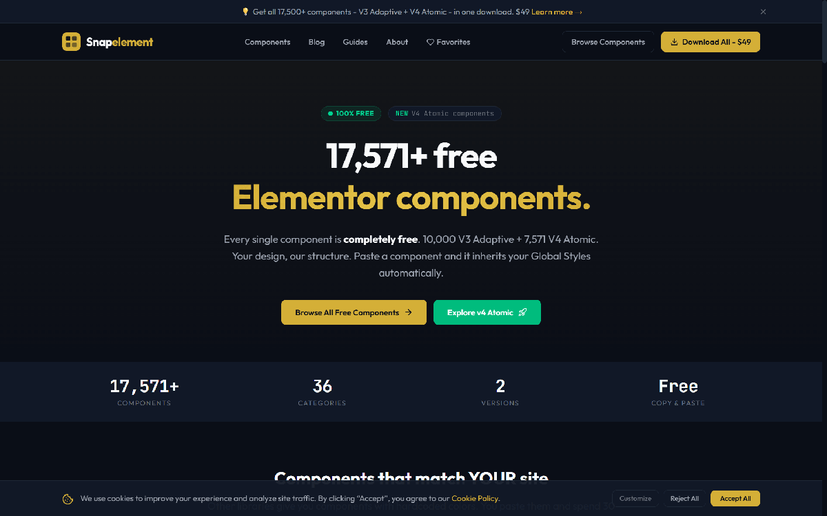 Snapelement — Elementor component library